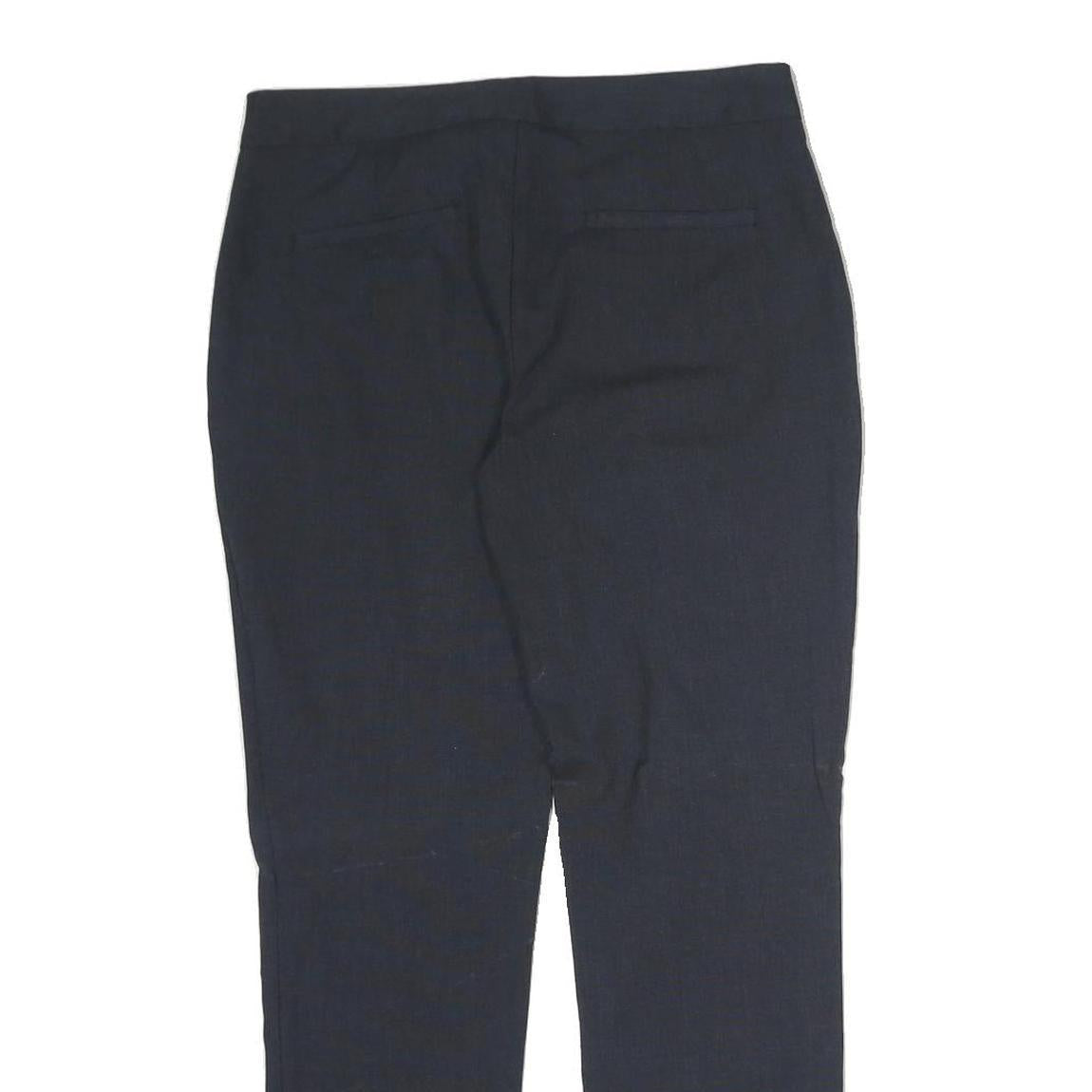 ZARA Womens Cotton Blend Navy Regular Tapered Trousers W32 L27 Work Casual