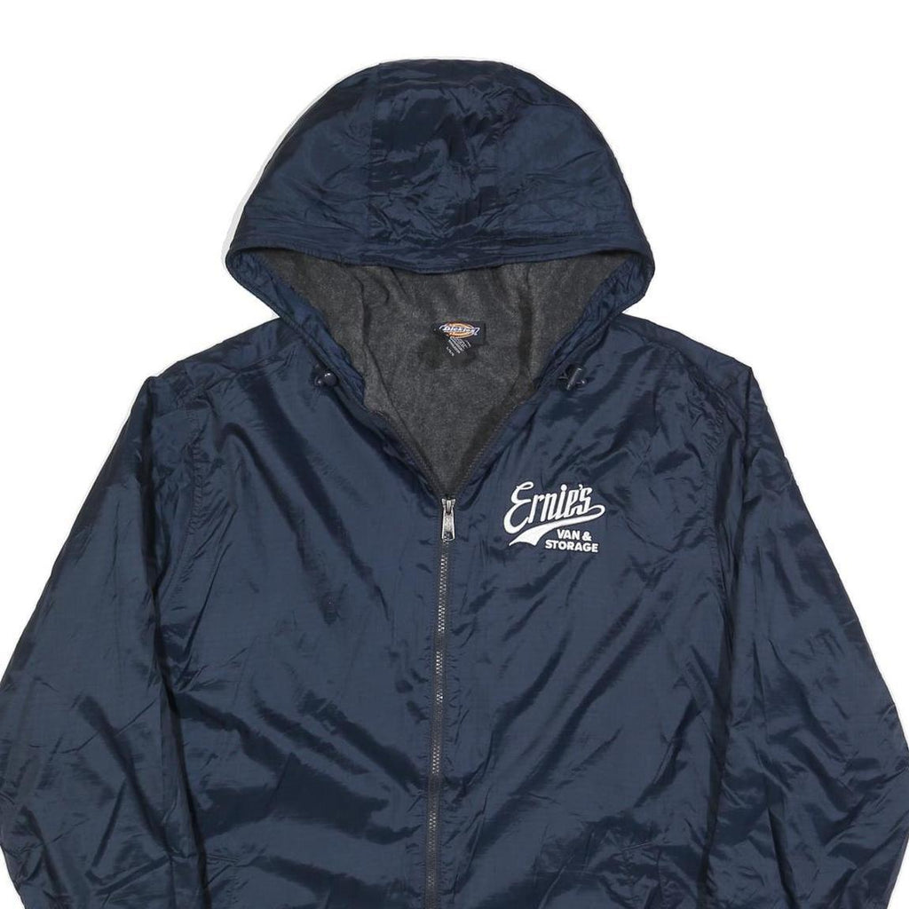 DICKIES Mens Navy Blue Zip Hooded Jacket L Polyester Blend Plain Workwear