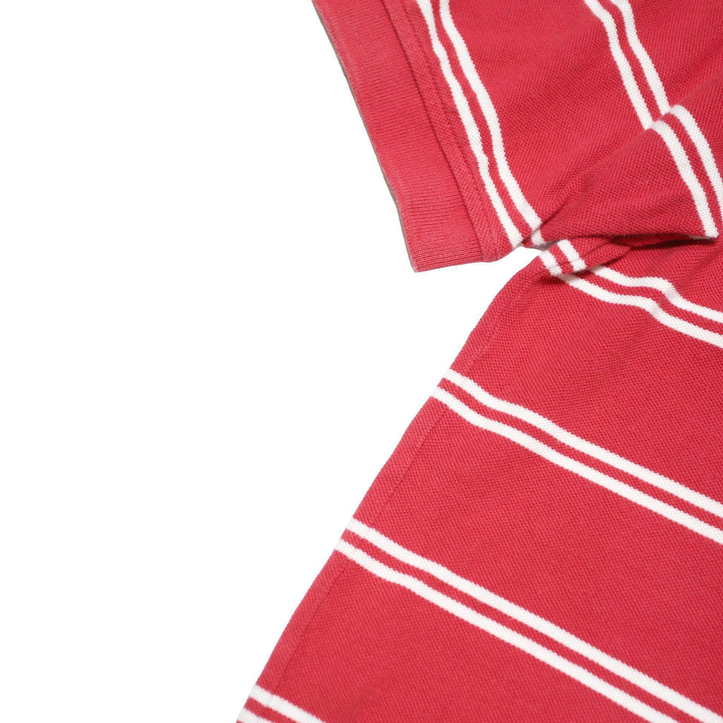 TOMMY HILFIGER Mens Red & White Striped Short Sleeve Polo Shirt M Cotton Blend