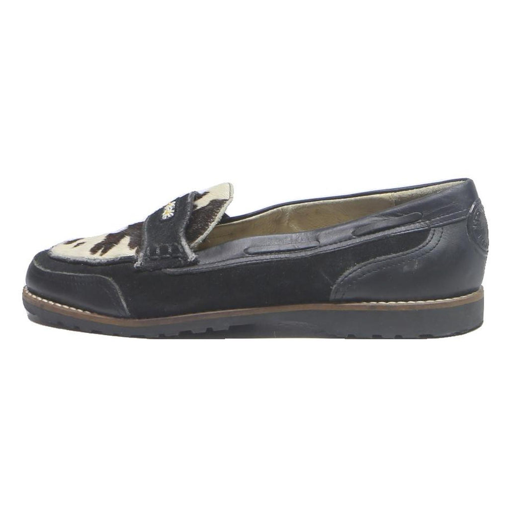 MICHEL JORDI Womens Casual Loafers Black Brown Synthetic UK 5 Slip On Comfort
