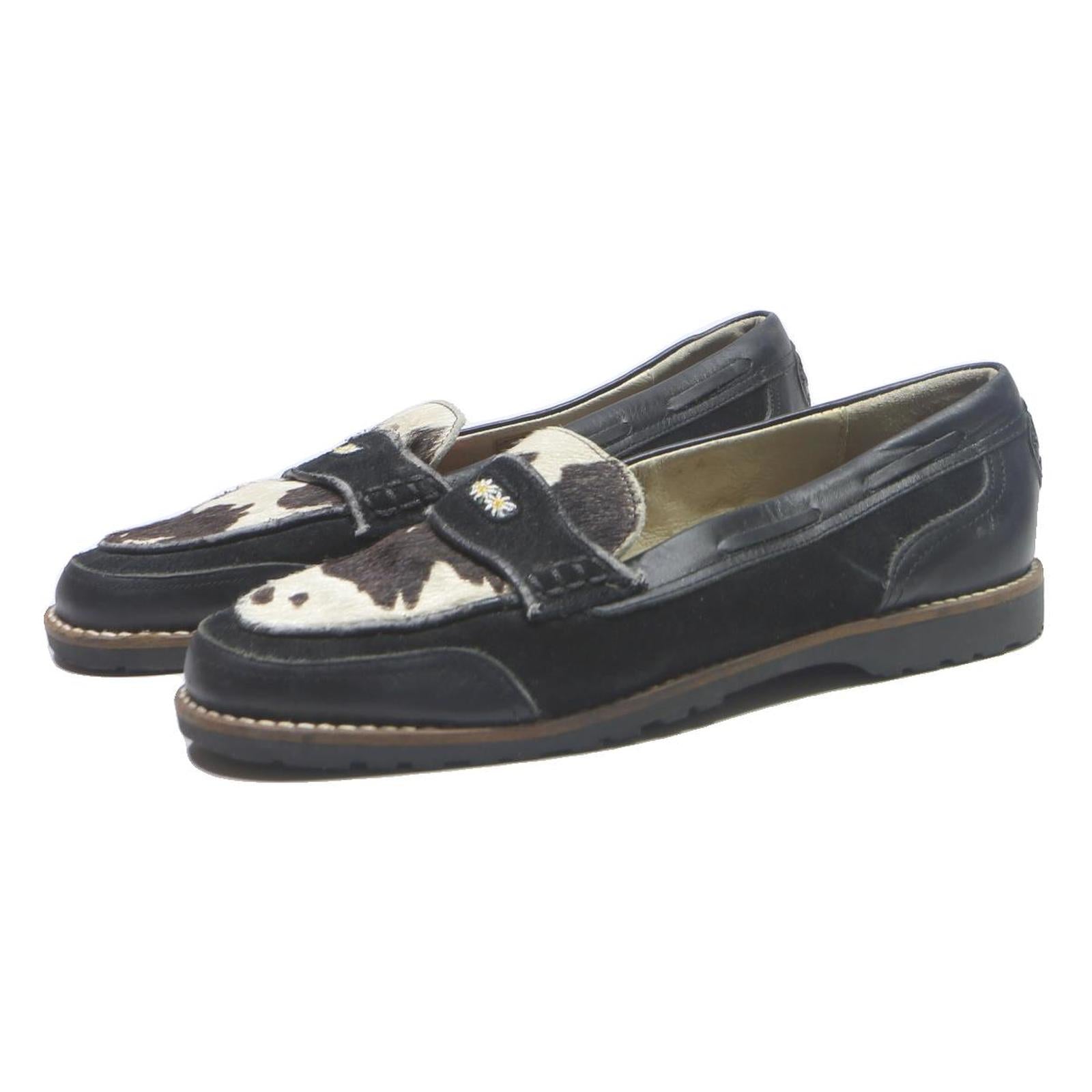 MICHEL JORDI Womens Casual Loafers Black Brown Synthetic UK 5 Slip On Comfort