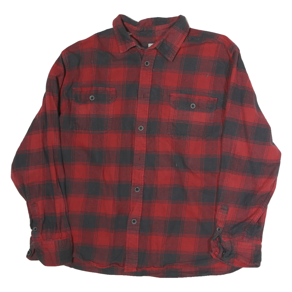 JACHS Mens Red & Black Check Shirt 2XL Cotton Casual Long Sleeve Casual