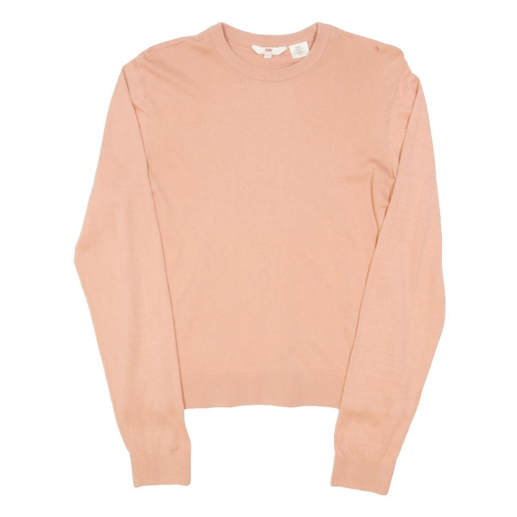 LEVI'S Womens Pink Plain Cotton Blend Jumper Crew Neck Basic Knit Size S