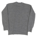 GROSS Womens Grey Plain Cotton Blend Chunky Knit Crew Neck Jumper S Soft Warm