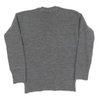 GROSS Womens Grey Plain Cotton Blend Chunky Knit Crew Neck Jumper S Soft Warm