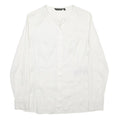 MASSIMO DUTTI Womens White Plain Long Sleeve Button Neck Top S Lightweight