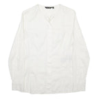 MASSIMO DUTTI Womens White Plain Long Sleeve Button Neck Top S Lightweight