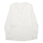MASSIMO DUTTI Womens White Plain Long Sleeve Button Neck Top S Lightweight