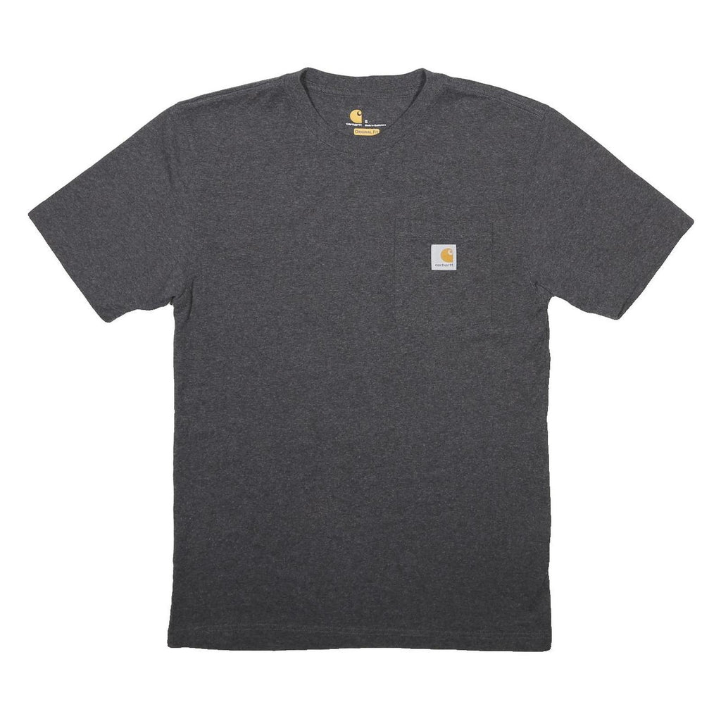 CARHARTT Mens Grey & Cotton Blend Classic Fit S Short Sleeve Crew Neck Pocket