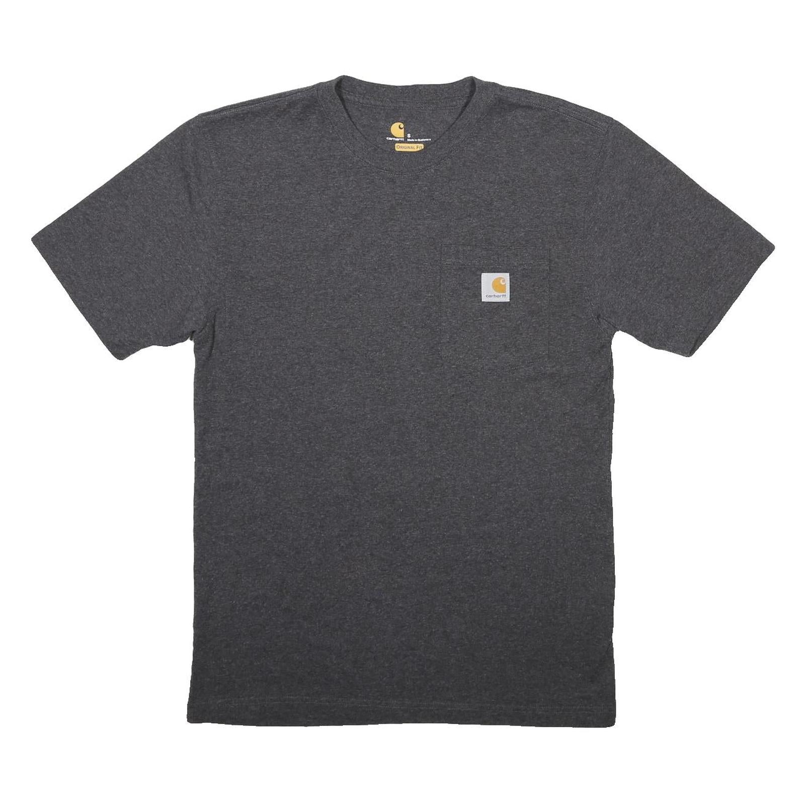 CARHARTT Mens Grey & Cotton Blend Classic Fit S Short Sleeve Crew Neck Pocket