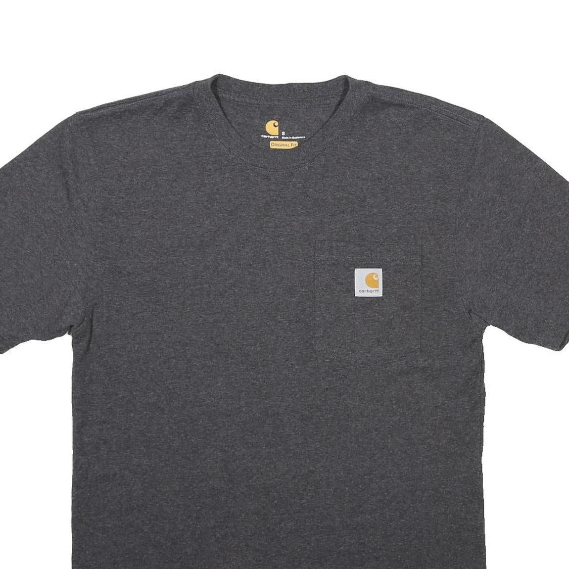CARHARTT Mens Grey & Cotton Blend Classic Fit S Short Sleeve Crew Neck Pocket
