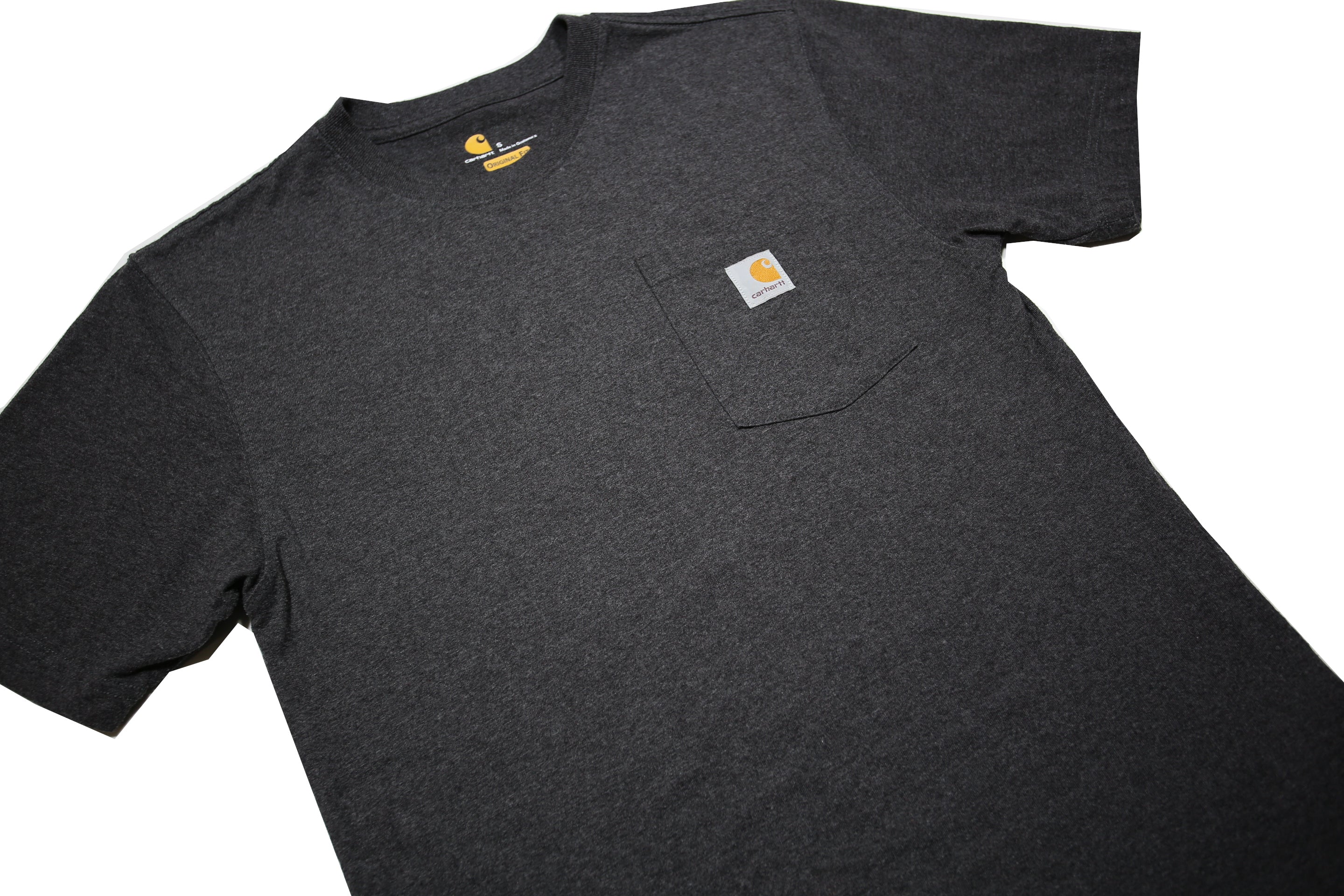 CARHARTT Mens Grey & Cotton Blend Classic Fit S Short Sleeve Crew Neck Pocket