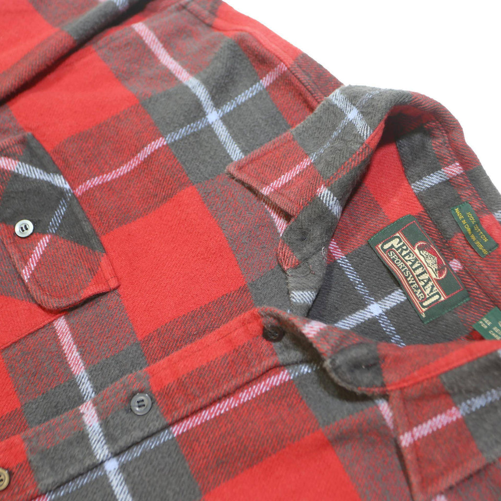 GREATLAND SPORTSWEAR Mens Red & Grey Check Shirt XL Cotton Long Sleeve Casual
