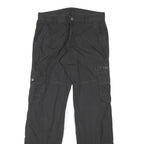 Womens Black Relaxed Cargo Trousers W30 L31 Cotton Blend Zip Pockets Casual
