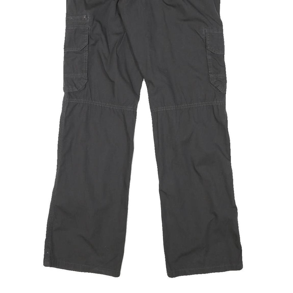 Womens Black Relaxed Cargo Trousers W30 L31 Cotton Blend Zip Pockets Casual