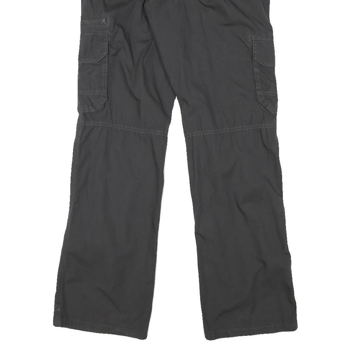 Womens Black Relaxed Cargo Trousers W30 L31 Cotton Blend Zip Pockets Casual