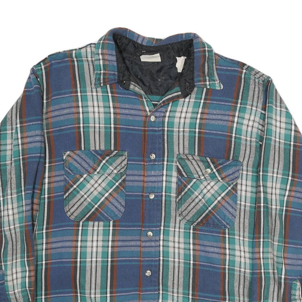 FIELD & STREAM Mens Blue & Green Check Shirt XL Cotton Long Sleeve Casual