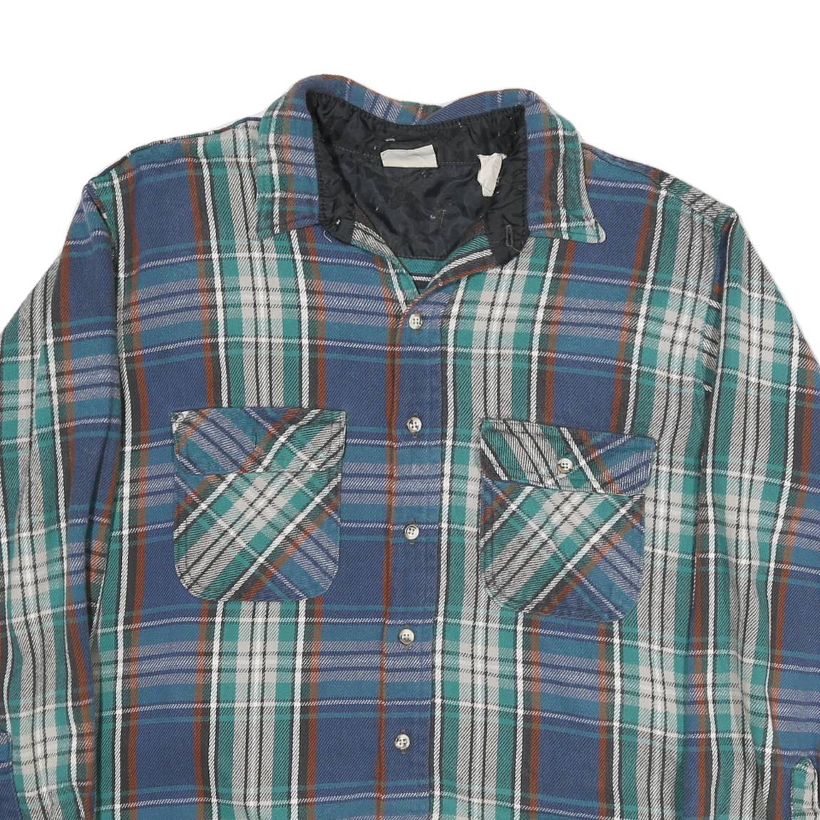 FIELD & STREAM Mens Blue & Green Check Shirt XL Cotton Long Sleeve Casual