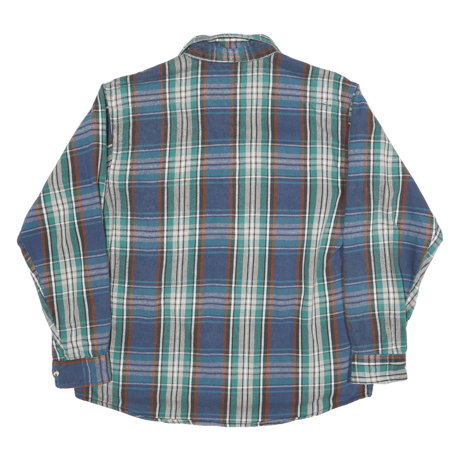 FIELD & STREAM Mens Blue & Green Check Shirt XL Cotton Long Sleeve Casual