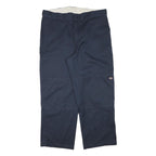 DICKIES Mens Cotton Blend Navy Loose Straight Trousers W40 L29 Workwear Zip