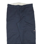 DICKIES Mens Cotton Blend Navy Loose Straight Trousers W40 L29 Workwear Zip
