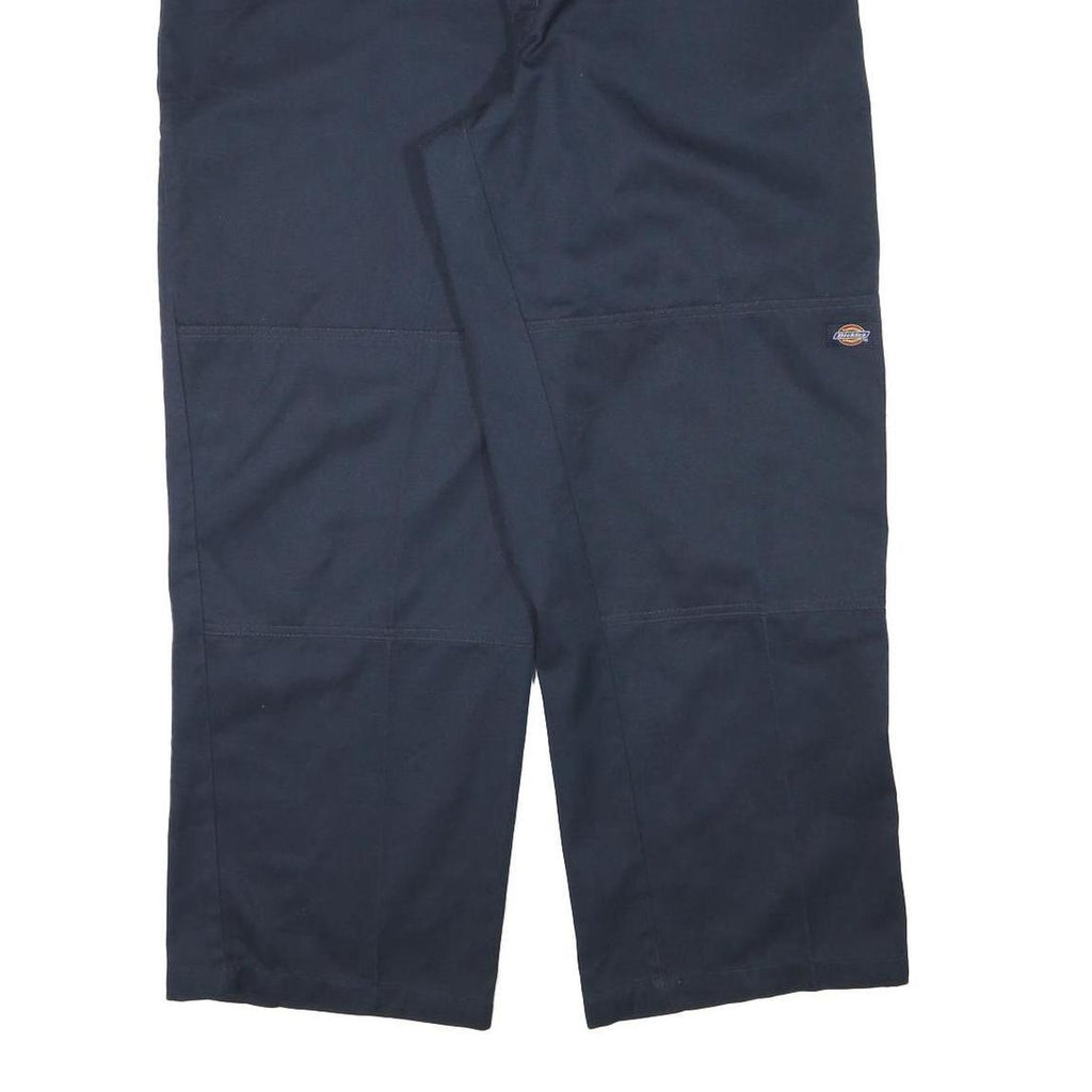 DICKIES Mens Cotton Blend Navy Loose Straight Trousers W40 L29 Workwear Zip