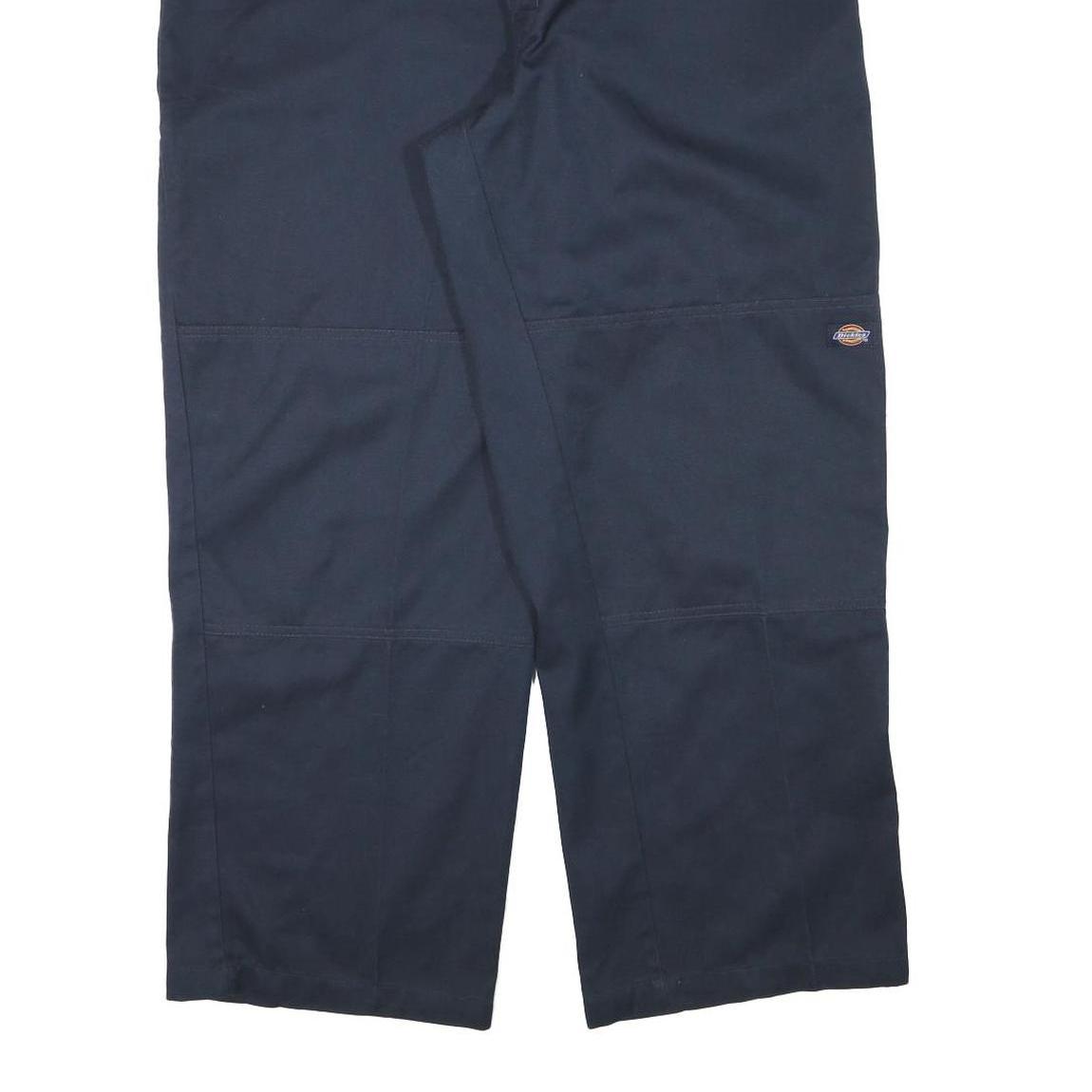 DICKIES Mens Cotton Blend Navy Loose Straight Trousers W40 L29 Workwear Zip