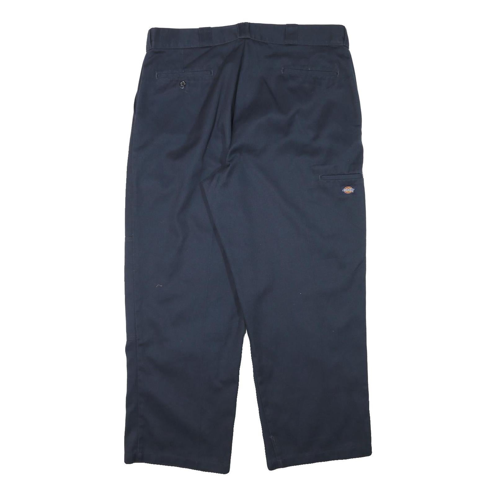 DICKIES Mens Cotton Blend Navy Loose Straight Trousers W40 L29 Workwear Zip