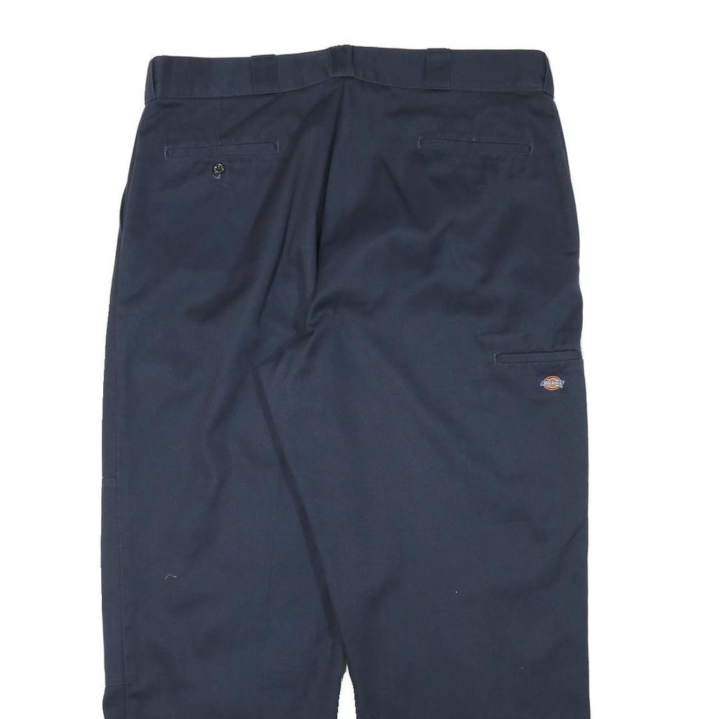 DICKIES Mens Cotton Blend Navy Loose Straight Trousers W40 L29 Workwear Zip