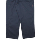 DICKIES Mens Cotton Blend Navy Loose Straight Trousers W40 L29 Workwear Zip