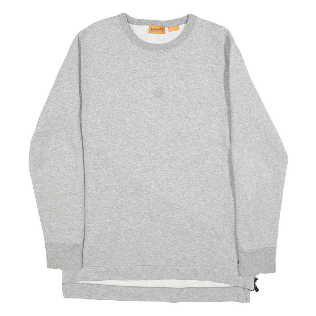 TIMBERLAND Mens Grey Sweatshirt L Crew Neck Cotton Blend Pullover Logo
