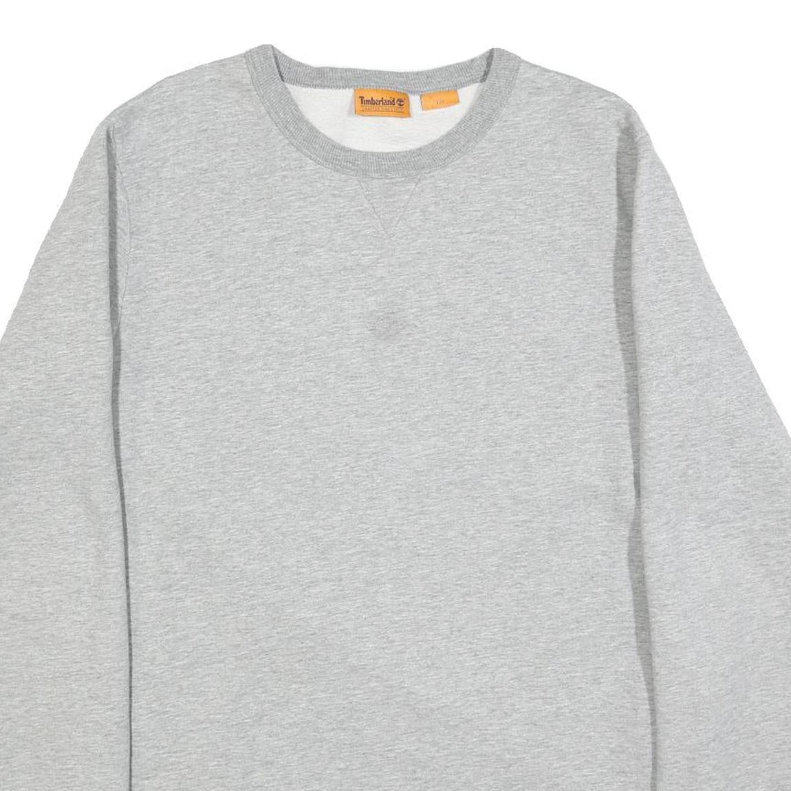 TIMBERLAND Mens Grey Sweatshirt L Crew Neck Cotton Blend Pullover Logo