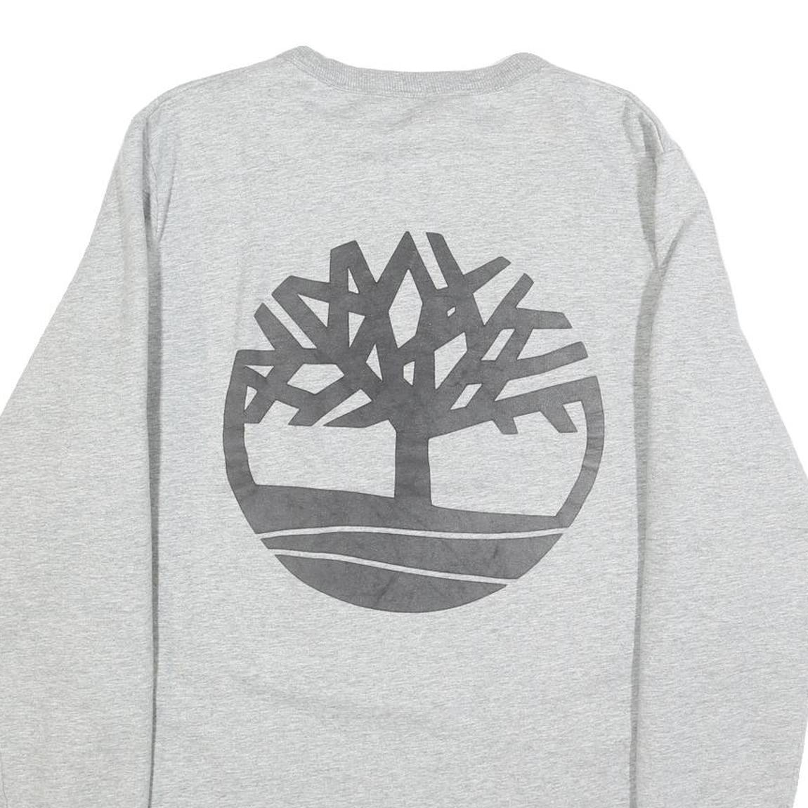 TIMBERLAND Mens Grey Sweatshirt L Crew Neck Cotton Blend Pullover Logo