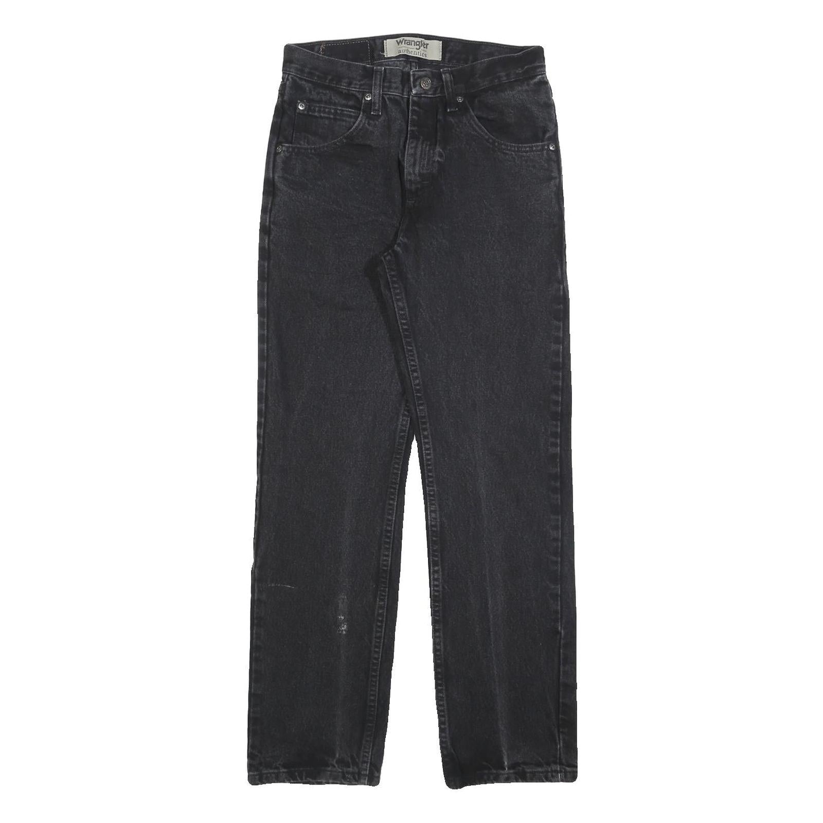 WRANGLER Mens Regular Fit Black Denim Jeans W28 L30 Classic Zip Cotton Blend