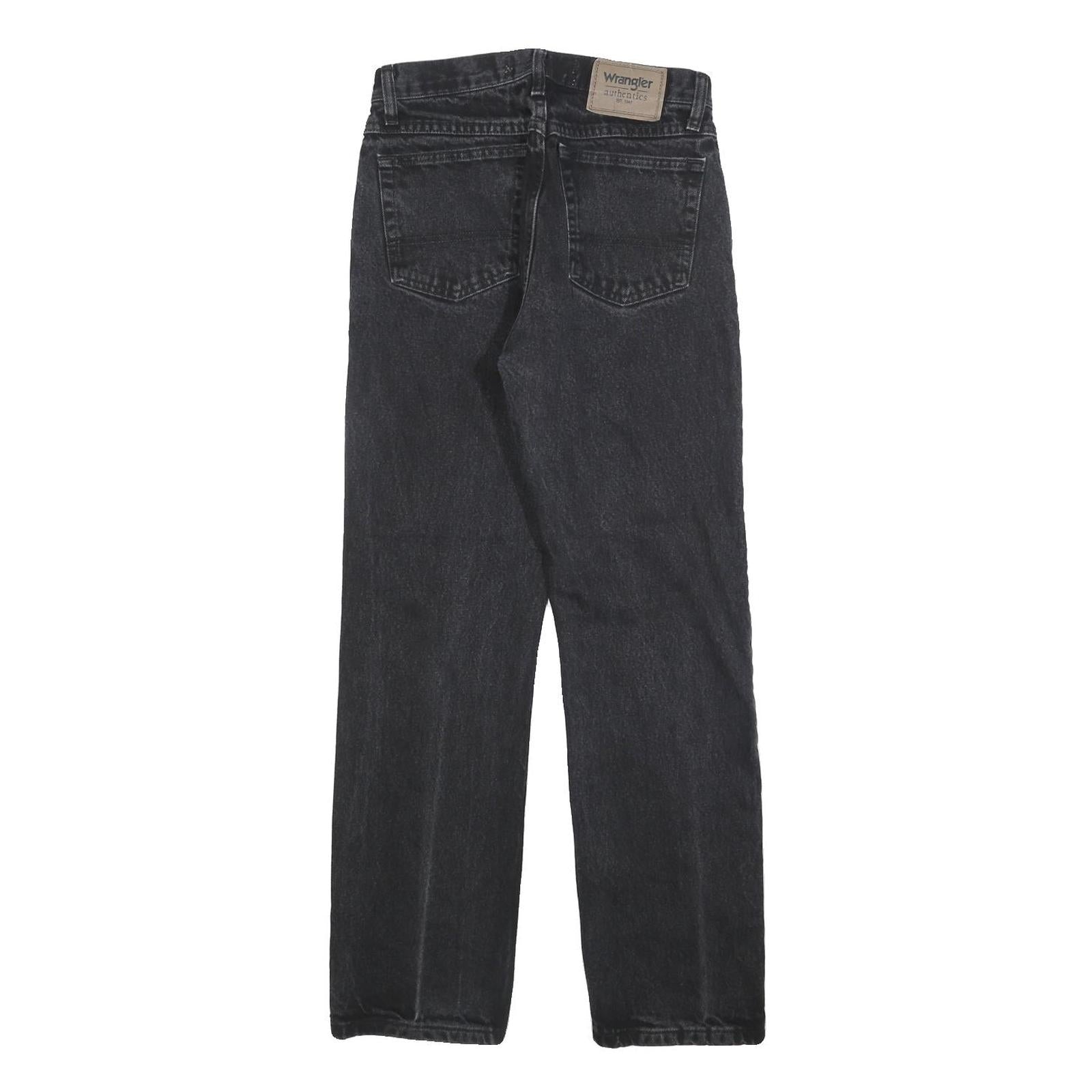 WRANGLER Mens Regular Fit Black Denim Jeans W28 L30 Classic Zip Cotton Blend