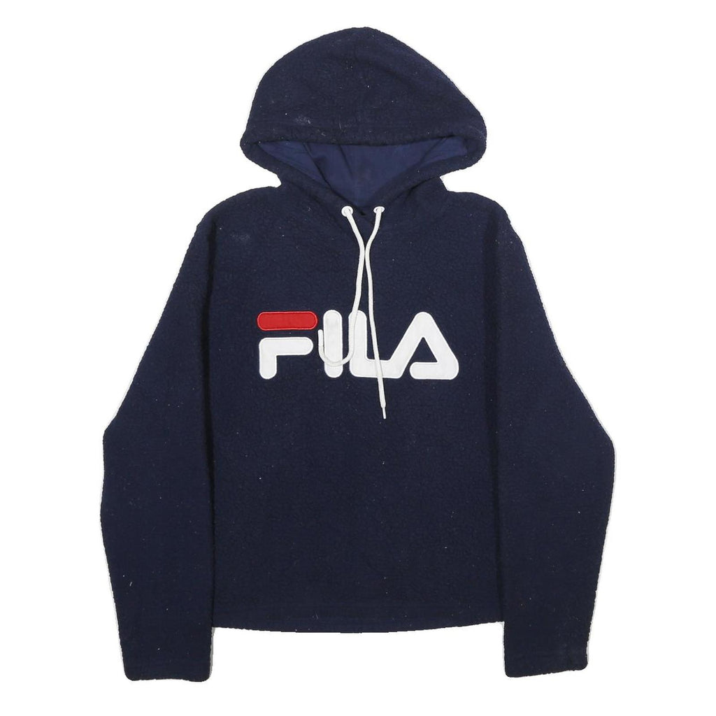 FILA Womens Navy Hoodie S Classic Logo Pullover Drawstring Hooded