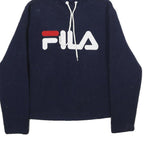 FILA Womens Navy Hoodie S Classic Logo Pullover Drawstring Hooded