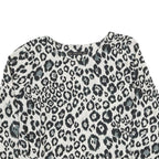 ZARA Womens Black & White Leopard Print Blouse Long Sleeve Round Neck M Stylish