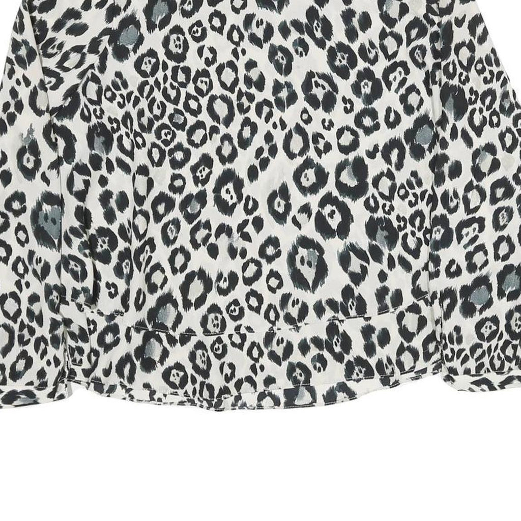 ZARA Womens Black & White Leopard Print Blouse Long Sleeve Round Neck M Stylish