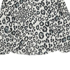 ZARA Womens Black & White Leopard Print Blouse Long Sleeve Round Neck M Stylish