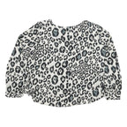 ZARA Womens Black & White Leopard Print Blouse Long Sleeve Round Neck M Stylish