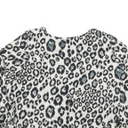 ZARA Womens Black & White Leopard Print Blouse Long Sleeve Round Neck M Stylish