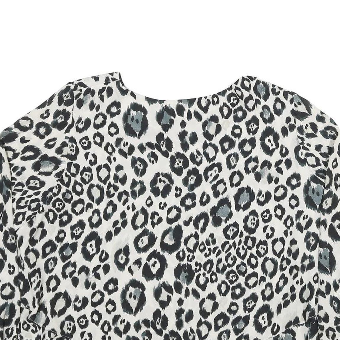 ZARA Womens Black & White Leopard Print Blouse Long Sleeve Round Neck M Stylish