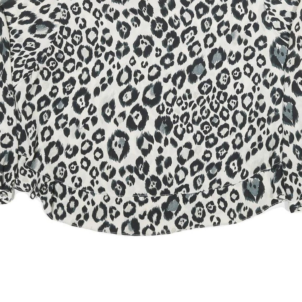 ZARA Womens Black & White Leopard Print Blouse Long Sleeve Round Neck M Stylish