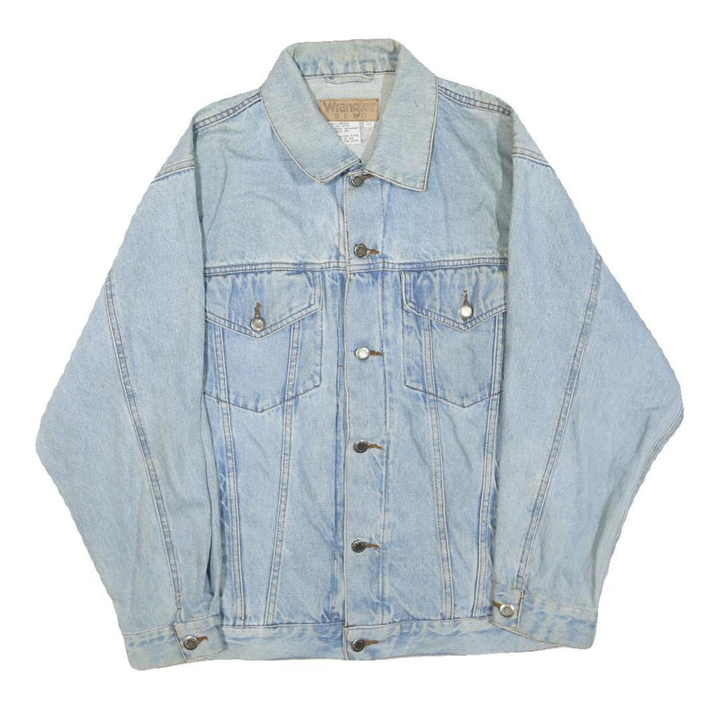 WRANGLER Mens Blue Denim Jacket S Cotton Blend Button Closure Classic Fit
