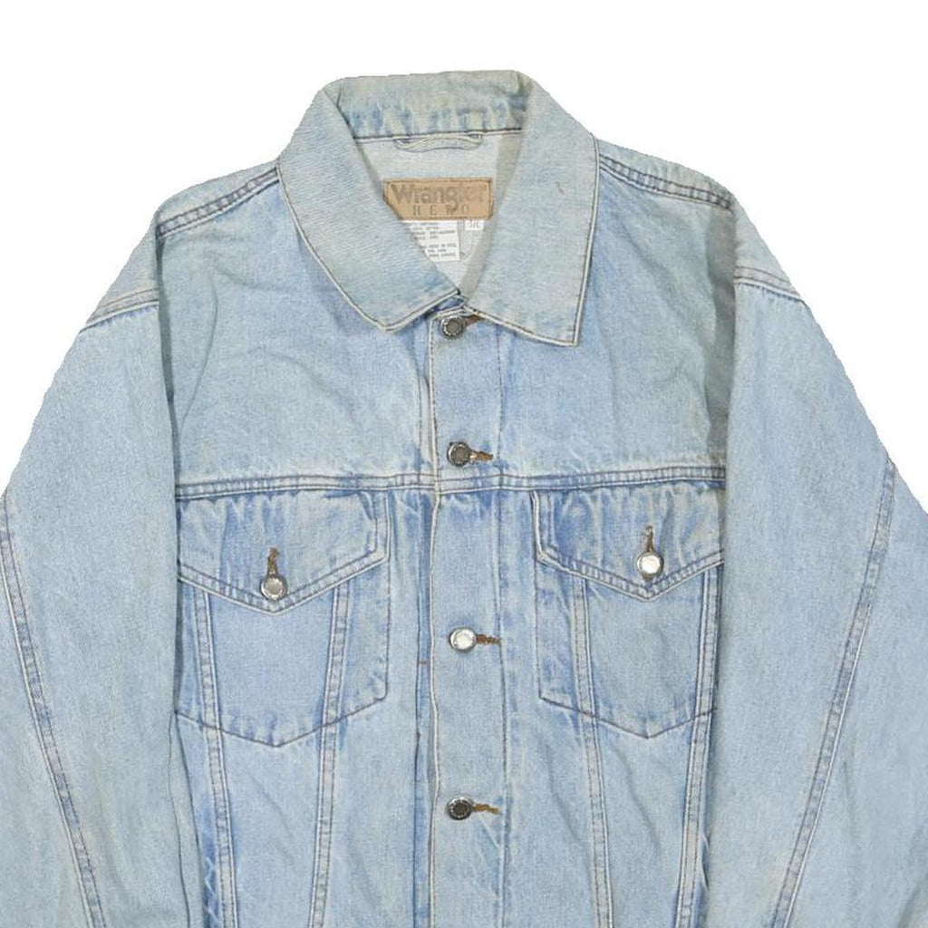 WRANGLER Mens Blue Denim Jacket S Cotton Blend Button Closure Classic Fit