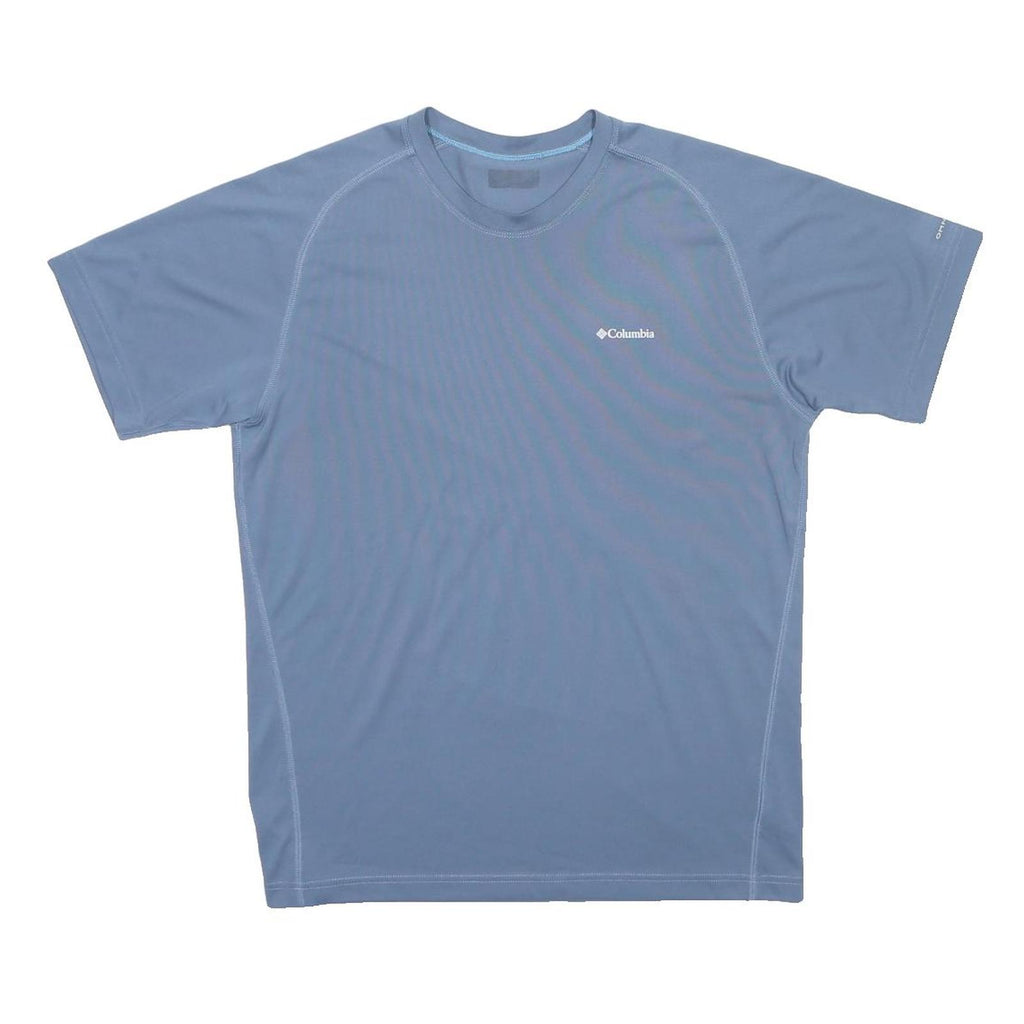 COLUMBIA Mens Blue Polyester Blend Casual T-Shirt M Short Sleeve Crew Neck