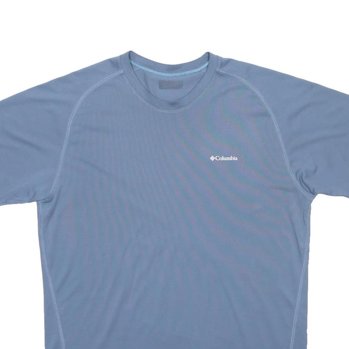 COLUMBIA Mens Blue Polyester Blend Casual T-Shirt M Short Sleeve Crew Neck