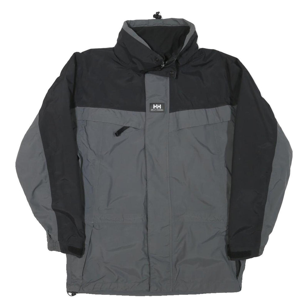 HELLY HANSEN Mens Black & Grey Outdoor Jacket XS Polyester Blend Plain Zip