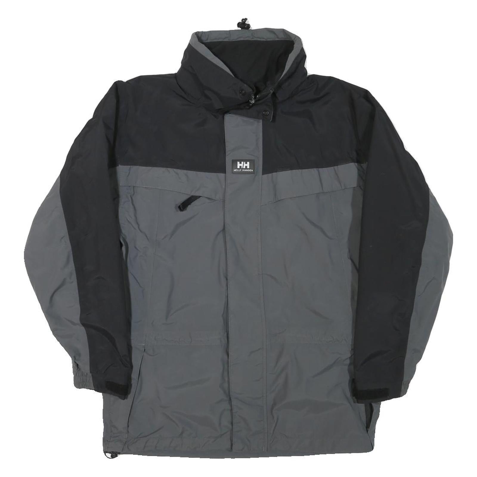 HELLY HANSEN Mens Black & Grey Outdoor Jacket XS Polyester Blend Plain Zip